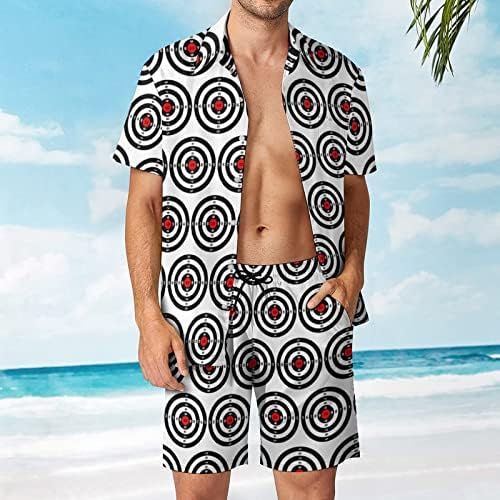 חצים אקדח Weedkeycat מכוונים לתלבושות חוף לגברים 2 חלקים כפתור הוואי מטה חולצת שרוול קצר ומכנסי