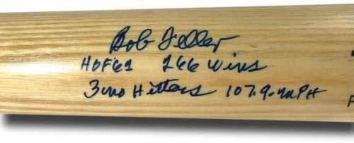 בוב פלר חתום ביד חתום רולינגס מודל עטלף COA SM.com אינדיאנים חתימה - עטלפי MLB עם חתימה