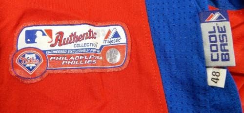 2011-13 פילדלפיה פיליס בראדן שול 44 משחק נעשה שימוש באדום ג'רזי סנט BP 48 554 - משחק משומש גופיות MLB
