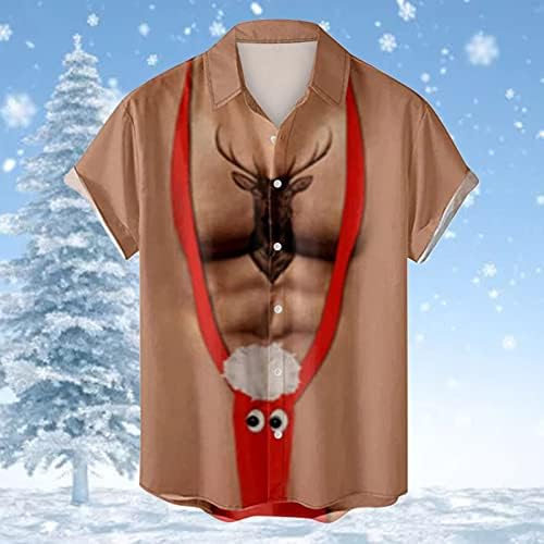 חג המולד גברים כפתור מזדמן למטה חולצת טריקו פלוס חולצות שרוול קצר בגודל