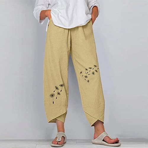 מכנסיים קצוצים של מיאשוי לנשים קטנות קטנות קטנות מכנסיים מזדמנים מכנסיים מודפסים מכנסי טרניעה אלסטיים