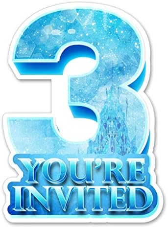 20 מלכת קרח הזמנות למסיבת יום הולדת שלישית עם מעטפות דו צדדיות חורפיות בצורת פתית שלג בצורת הזמנות למילוי הזמנות