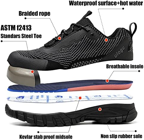 עמיד למים פלדת הבוהן נעלי גברים קומפי קל משקל החלקה עבודת בטיחות נעלי 6-חודש אחריות