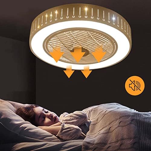 ZXW חדר שינה עגול שלט רחוק אור מאוורר, מנורת תקרה פשוטה עם מאוורר בלתי נראה, מתאים למטבח אוכל בסלון