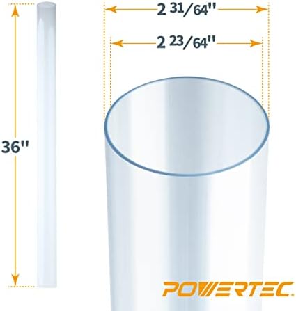 PowerTec 70176V צינור PVC ברור 2-1/2 x 36, 1pk, צינורות פלסטיק קשיחים לצינור אוסף אבק ואביזרים