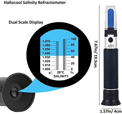 רפרקטומטר מליחות הלוקול לאקווריום מד רפרקטומטר מים מלוחים דגים ימיים בקנה מידה כפול משקל סגולי בודק מליחות 0-100