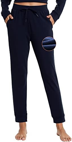 מכנסי טרנינג לנשים של Wiwi מכנסיים צמר פליס מכנסיים תחתונים אתלטים קלים עם כיסים שרושמים XS-XL