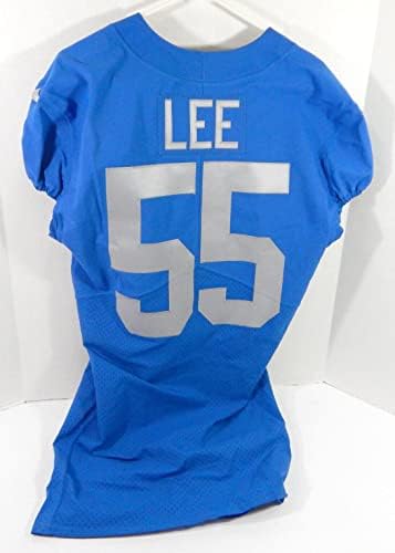 2019 דטרויט ליונס אליהו לי 55 משחק הונפק כחול ג'רזי חג ההודיה שחפת 42 69 - משחק NFL לא חתום משומש