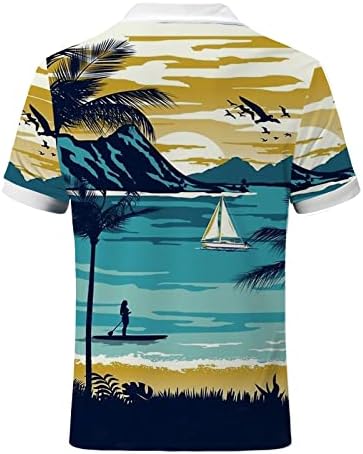 UBST 2022 חולצות פולו חדשות לגברים, קיץ שרוול קצר צוואר צוואר צוואר צווארון הוואי הדפס הטרופי
