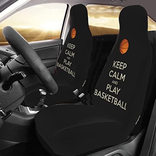 שמור על רגוע ולשחק כדורסל כיסוי המכונית כיסוי שתי חבילות מגן מושב רכב מכסה כרית מכוניות אלסטית