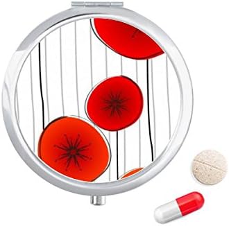 מופשט אדום מעגל פרחי אמנות ציור גלולת מקרה כיס רפואת אחסון תיבת מיכל מתקן