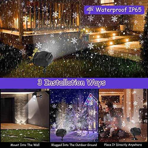 מקרן פתית שלג דינאמי של חג המולד אורות חיצוניים, עיצוב מערוך צורת ינשוף, IP65 אטום מים פנימי