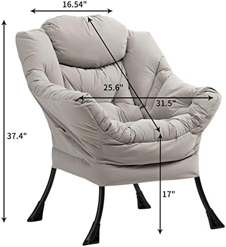 כיסא עצלן מודרני מבד גדול, כיסא טרקלין עכשווי מבטא, כיסא ספת פנאי מסגרת פלדה אחת עם משענות יד וכיס