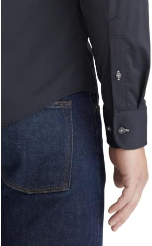 Untuckit gironde - חולצה לא מושחתת לגברים, שרוול ארוך, ללא קמטים, שחור, בכושר רגיל ...