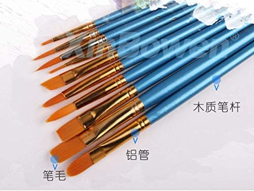 10 עט וו רב -פונקציונלי של צמר ניילון, קוטב כחול פנינה, מברשת צביעת שמן צבעי מים, 10 סטים