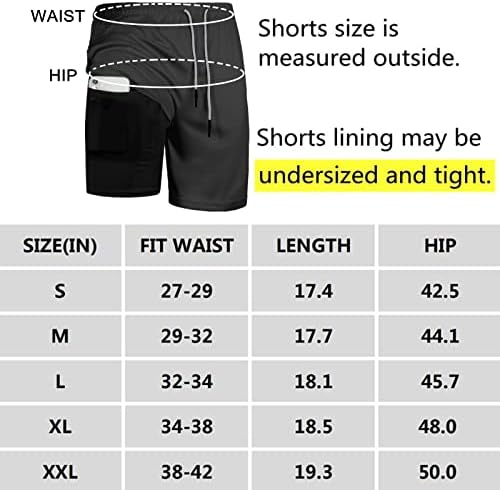 מכנסיים קצרים אתלטים לגברים, מכנסי אימון כושר 2 ב -1 בגברים לרשת אימוני יוגה יבשים מהירים מפעילים מכנסיים קצרים