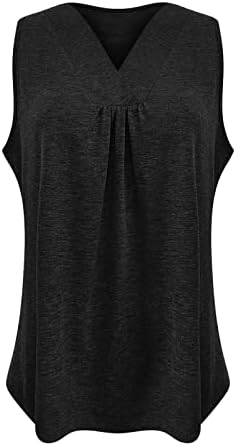 נשים חולצה 2023 ללא שרוולים צווארון כותנה טרקלין קאמי טנק בסיסי רופף בכושר רגוע חולצה אפוד טי