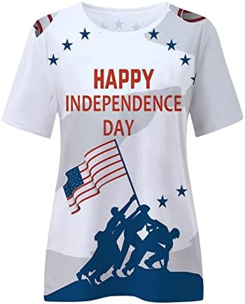 צמרות קרב -צווארון חולצות בראנץ 'חולצות בראנץ' טייז שרוול קצר דגל יום עצמאות דגל גרפיקה רופפת בכושר