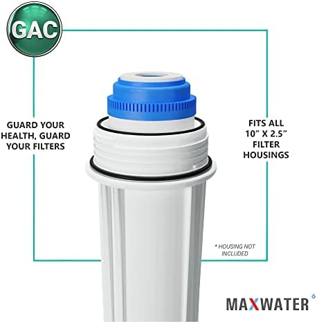 10 x 2.5 פחמן גרגרי GAC מפעיל מחסנית מסנן מים תואמת למערכות סינון מים סטנדרטיים של 10 אינץ