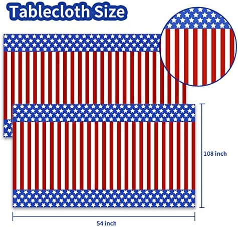 4 ביולי שולחן שולחן, 2 חבילות 54x108 אינץ 'ארהב דגל אמריקאי דגל אמריקאי פלסטיק מפות חד פעמיות לאספקת