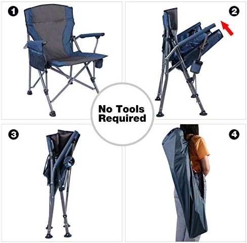 גדול מתקפל קמפינג כיסא למבוגרים כבד החובה 250/300/330 ליברות, חסון פלדת מסגרת חיצוני מחנה כיסאות נייד דשא