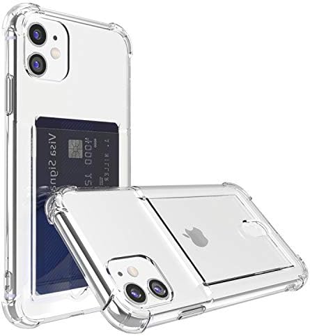 אנהונג שדרוג אייפון 11 מקרה ברור עם בעל כרטיס, מגן רך הלם קליטת פגוש מקרה ארנק לאייפון 11 6.1