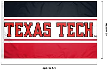 NCAA טקסס טק אדום ריידרס יוניסקס דו צדדי 3 'x 5' לוגו צוות דגל אופקי, אופקי 3 'x 5', גודל אחד