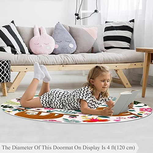 Llnsupply ילדים שטיח 4 רגל שטיחים באזור עגול גדול לבנות בנים תינוקת - חיה עצלנית חמודה, עיצוב בית מתקפל משחק