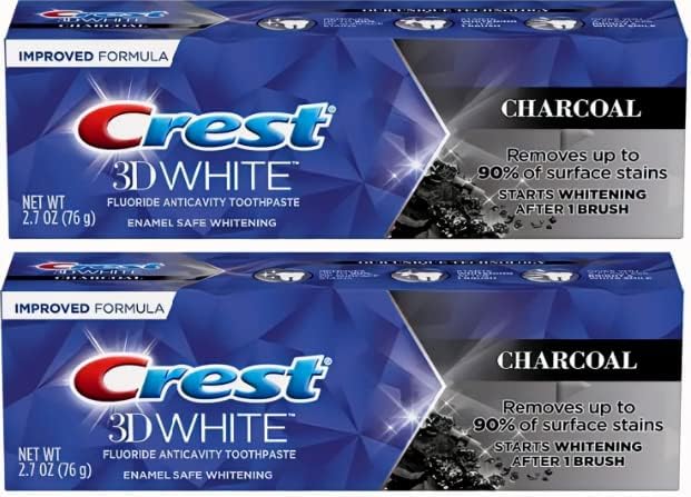 Crest 3D 3D פחם שיניים משחת שיניים משחת שיניים, אמייל בטוח - 2.7 גרם - חבילה של 2