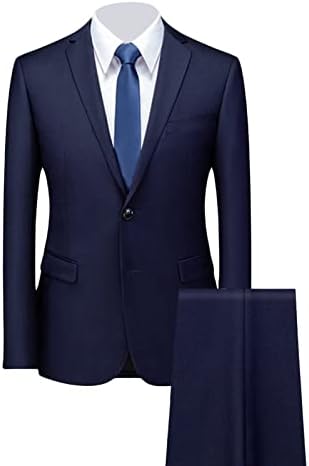 Maiyifu-GJ גברים 2 חתיכות חליפה רזה התאמה קלאסית כפתור אחד בצבע אחיד צבע בלייזר ערכות מכנסי ג'קט חתונה של מסיבות