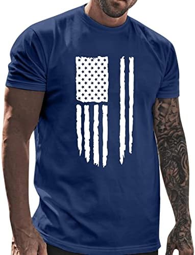 יום העצמאות לגברים של XXBR חולצות שרוול קצר, גברים 4 ביולי דגל אמריקאי צמרות דגל מודפסים מודפסים חולצת טריקו