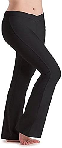בגדי תנועה V המותניים המותניים חתוך מכנסי רגל, שחור