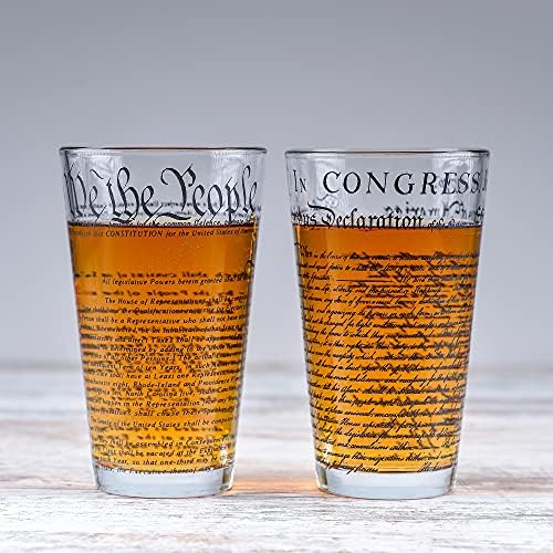 מוצרי גרינליין-כוסות חוקת ארצות הברית והכרזת העצמאות-כוסות שתייה של 16 אונקיות-ערכת מתנה פטריוטית
