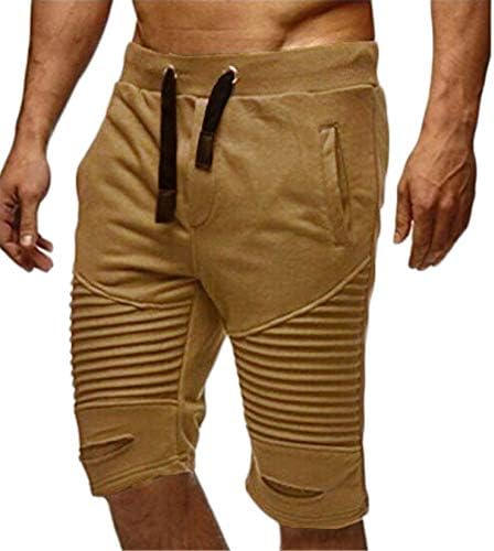 מכנסי גברים קצרים קיץ מותניים אלסטיים כושר ספורט רצים מכנסיים קצרים מכנסיים עם כיסים