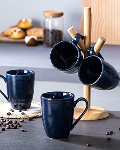 ספלי קפה עופרת הנקספן סט של כוס קפה קרמיקה 4-12 עוז עם ידית גדולה לתה, חלב, לאטה וקקאו, מתנת