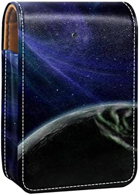 חלל שחור חור קטן שפתון מקרה עם מראה עבור ארנק, עמיד עור קוסמטי איפור מחזיק, נייד נסיעות קוסמטי