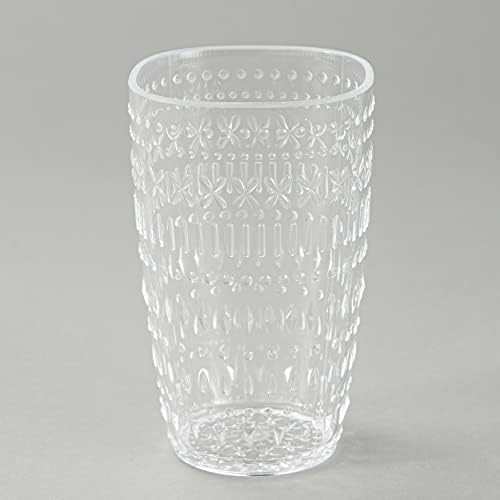 אוסף האגם כוס זכוכית סט-פלסטיק כלי שתייה לשימוש חיצוני-סט של 4, ברור