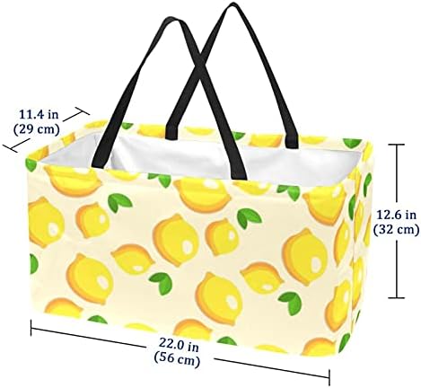 תיקי קונים 50L פירות לימון קופסת קניות מתקפלת בתיק מכולת עם ידיות, לשימוש חוזר