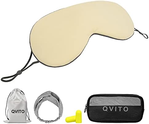 מסכת שינה של Qvito עין צד כפול קרה וקרה משוקללת חמה משוקללת מכסה עיוור לשינה עם 4 חתיכות אביזרי נסיעה
