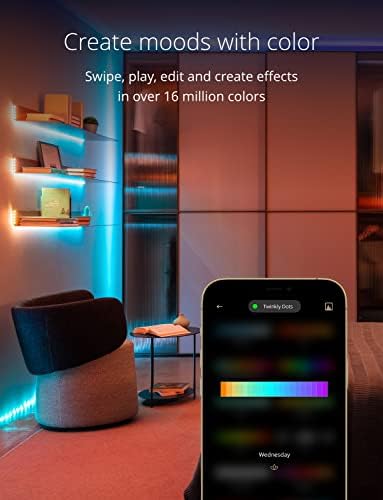 נקודות נוצצות-מחרוזת תאורת LED גמישה מבוקרת על ידי אפליקציה עם 200 נוריות RGB. 33 רגל. חוט ברור. קישוט תאורת בית