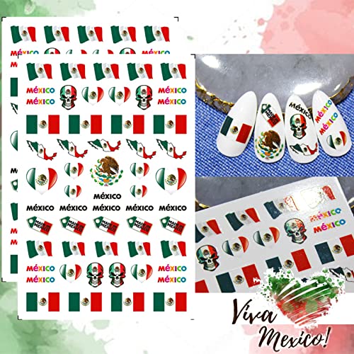 12 גיליונות מקסיקני דגל עצמאות יום נייל אמנות מדבקות, עצמי דבק אני אוהב מקסיקו עבור מניקור עשה זאת בעצמך או נייל