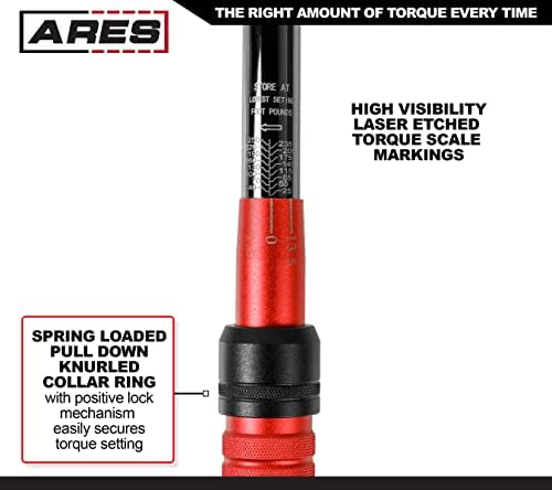 ARES 43013-1/2 אינץ 'כונן מיקרומטר מפתח ברגים מומנט - מאזני מומנט כפול - 25-250 רגל/קילוגרם - לחץ
