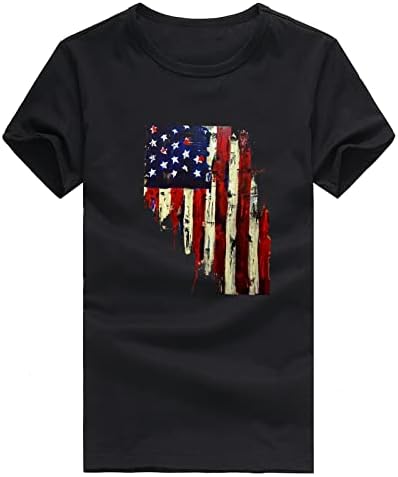 4 ביולי טי חולצות לנשים קצר שרוול עם צווארון חולצה אמריקאי דגל פסים לקשור לצבוע פטריוטית חולצה טוניקת