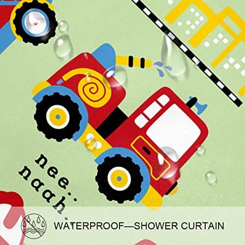 החלקה מיקרופייבר אמבטיה מחצלת עם בד מקלחת וילון סט, קריקטורה רכב תנועה אמבטיה שטיח מחצלת מקלחת