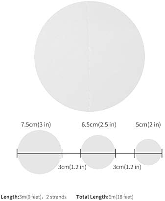 לבן נייר זר מעגל דוט מסיבת באנר קיר סרטים רקע תקרת תליית קישוטים, 20 רגליים בסך הכל