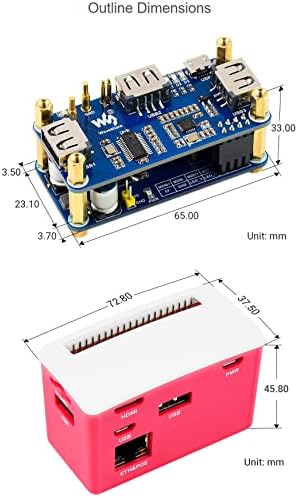 קופסת רכזת פו/USB עבור Raspberry Pi אפס/אפס w/zero wh, כוללת לוח HAT של POE/ETH/USB עם יציאות