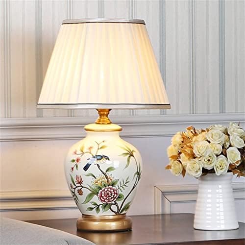 מנורת שולחן קרמיקה עבה בסגנון אירופאי פרח וסלון ציפור חדר שינה מיטה מיטה מנורת רטרו לימוד וילה