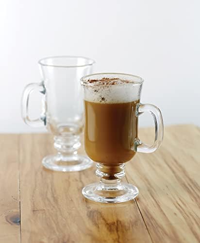 כלי מעגל 4-חבילה 8 גרם קפה זכוכית כפולה קיר קפה קפה Uptown Uptown קפה אירי עם ידית, ספלי זכוכית