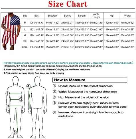קיץ גברים דקיקים חליפה כושר לגברים ספורט מזדמן לגברים קיץ יום עצמאות דגל שרוולים קצרים סט 2 טוקסידו