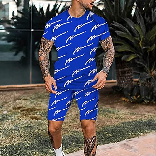 חולצות קיץ לגברים גברים מהיר יבש 3 ד קצר שרוול חליפת מכנסיים קצרים חוף טרופי הוואי 3 חתיכה גברים